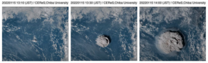 CEReSが処理・公開するトンガの大規模噴火を捉えた静止衛星ひまわりの画像。